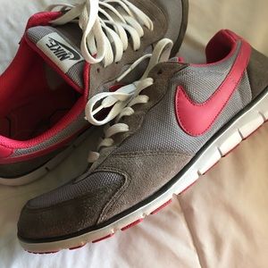 Nike Grey Hot Pink Suede Sneakers